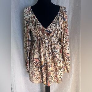 MELLODAY Multicolor Paisley Long Sleeve blouse